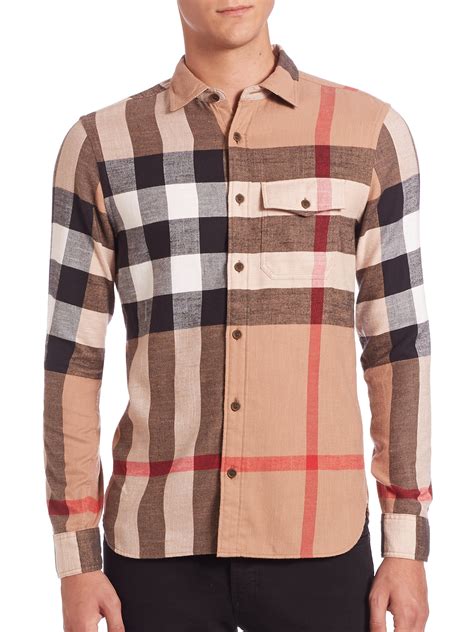 burberry check sleeve t shirt|burberry check shirt men's.